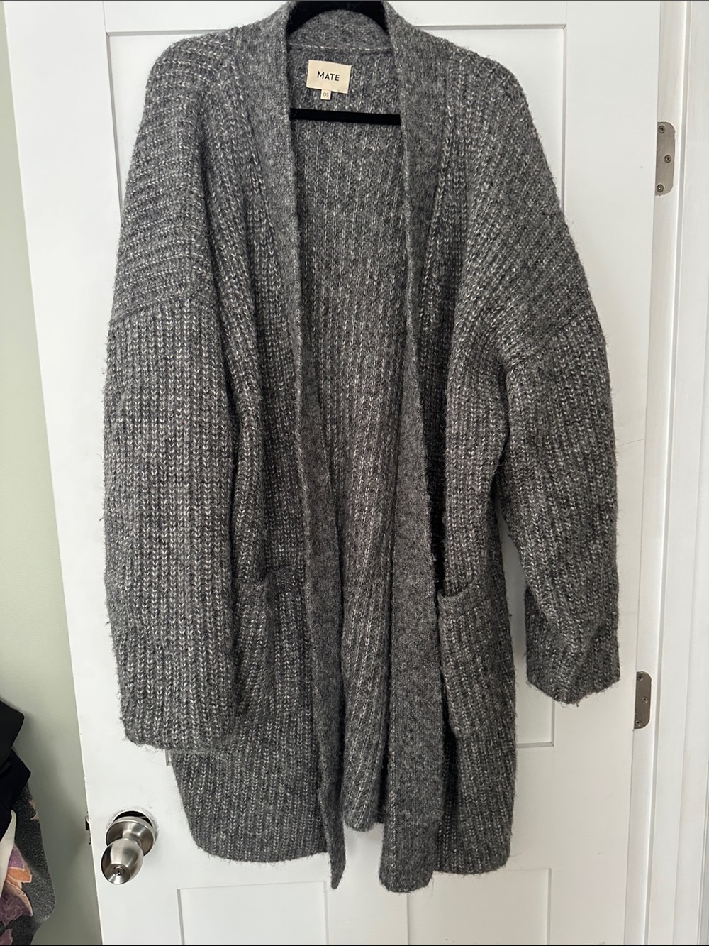MATE Oversized Ribbed Open Cardigan - Gray 05